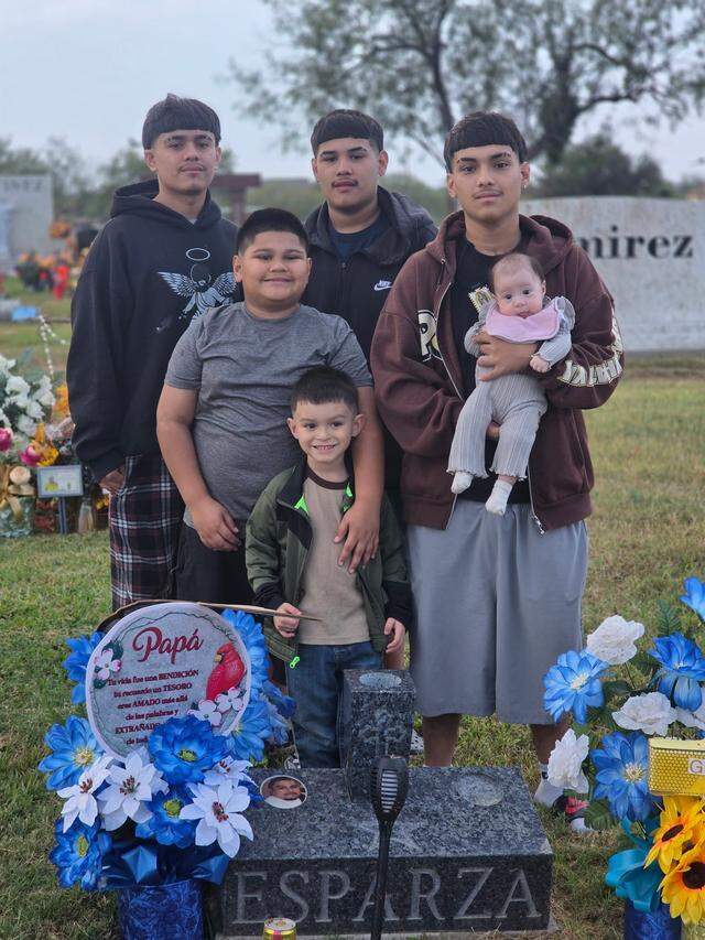 Jesus Gonzalez, far right, with his four brothers and baby sister while visiting a family member’s grave.